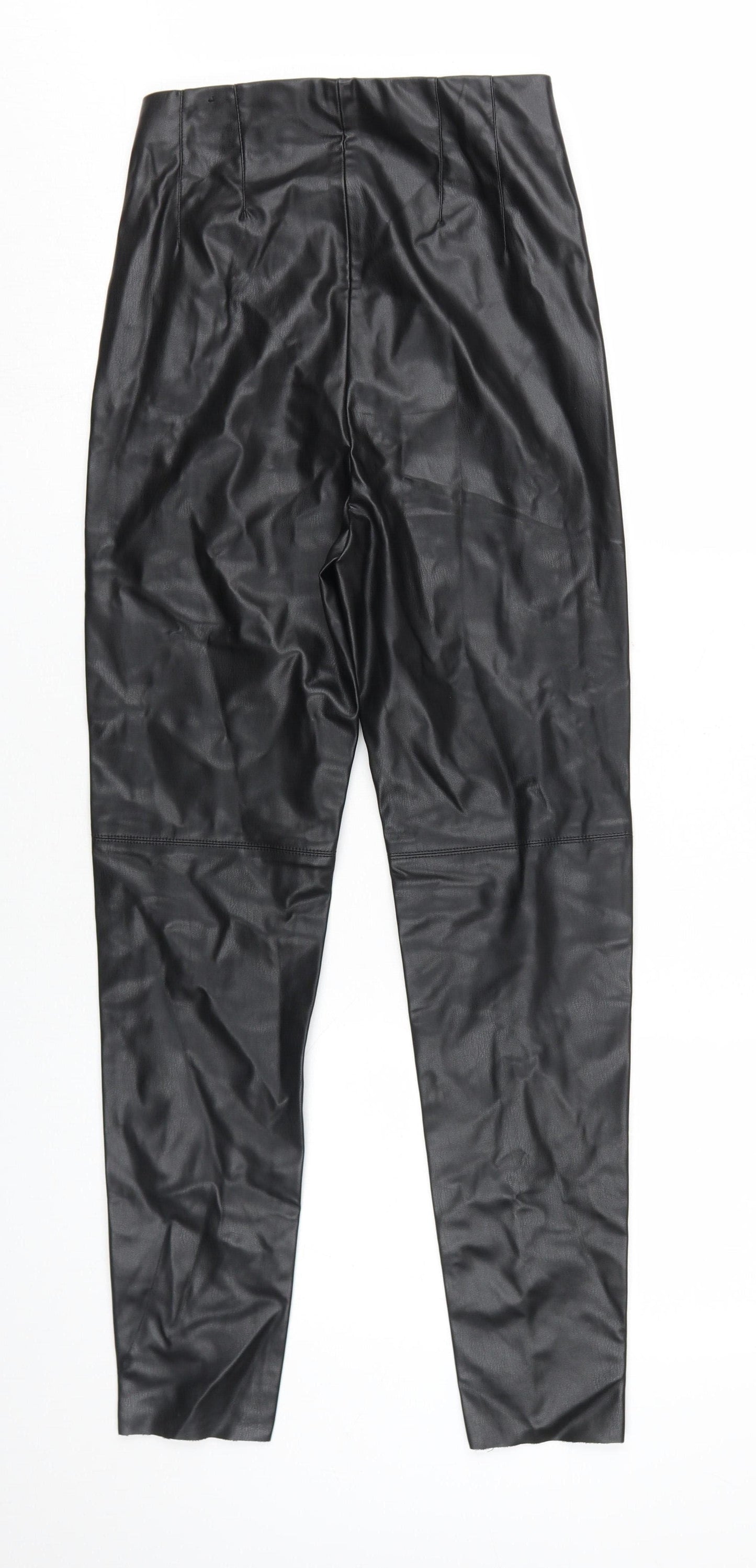 Zara Women's Black Faux Leather Jeggings, Size S