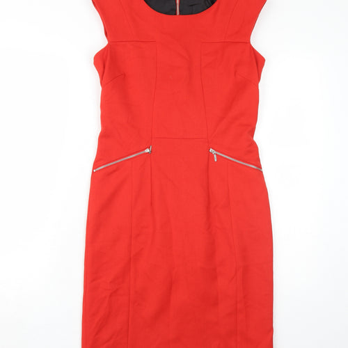 Next Red Knee Length Women's Sheath Dress Size 8