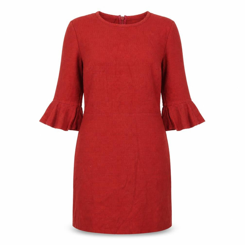 Topshop Women's Red Shift Dress Size 12 Casual 3/4 Sleeve
