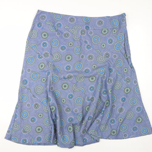 Bm Women's Blue A-Line Geometric Cotton Skirt Size 20