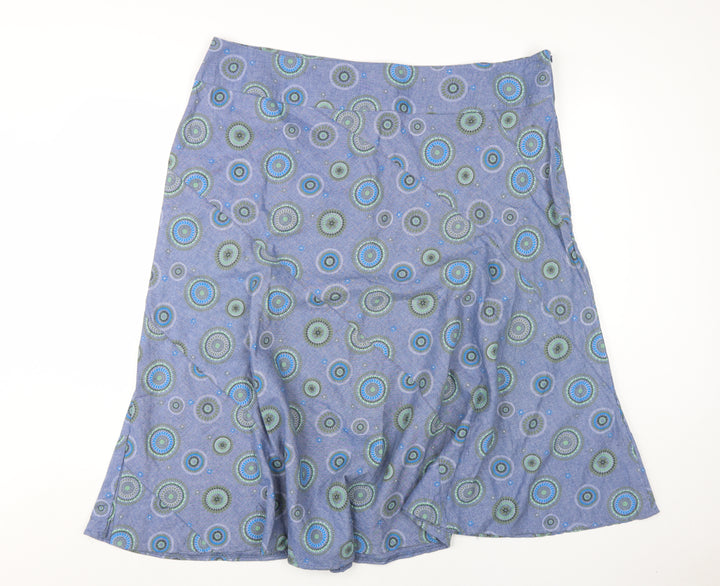 Bm Women's Blue A-Line Geometric Cotton Skirt Size 20