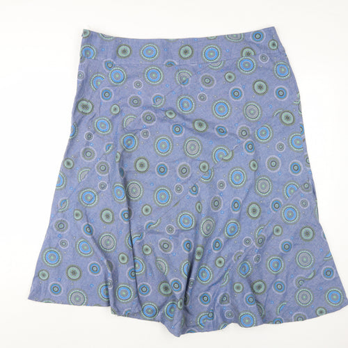 Bm Women's Blue A-Line Geometric Cotton Skirt Size 20