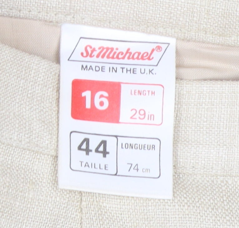 St Michael Women's Beige Silk Midi Pencil Skirt Size 16