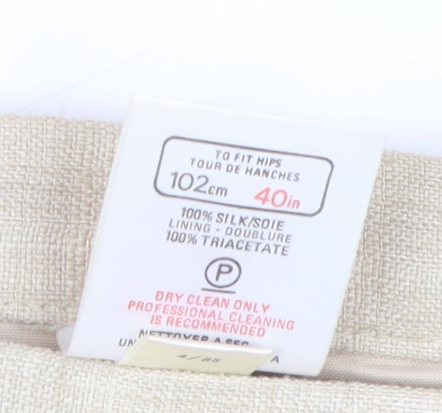 St Michael Women's Beige Silk Midi Pencil Skirt Size 16