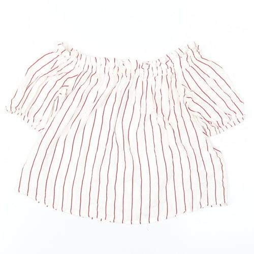 Bershka Women's XS White Striped Off-Shoulder Blouse