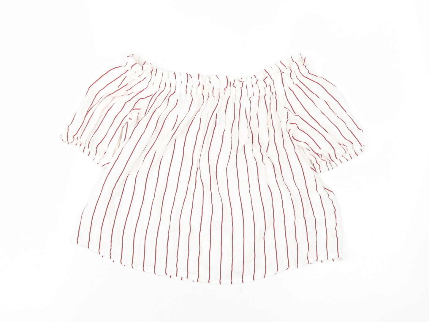 Bershka Women's XS White Striped Off-Shoulder Blouse