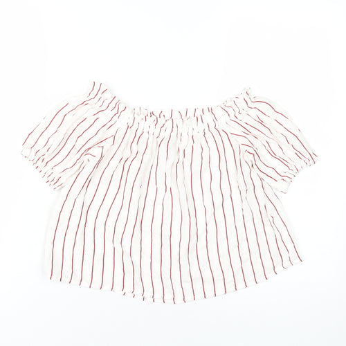 Bershka Women's XS White Striped Off-Shoulder Blouse