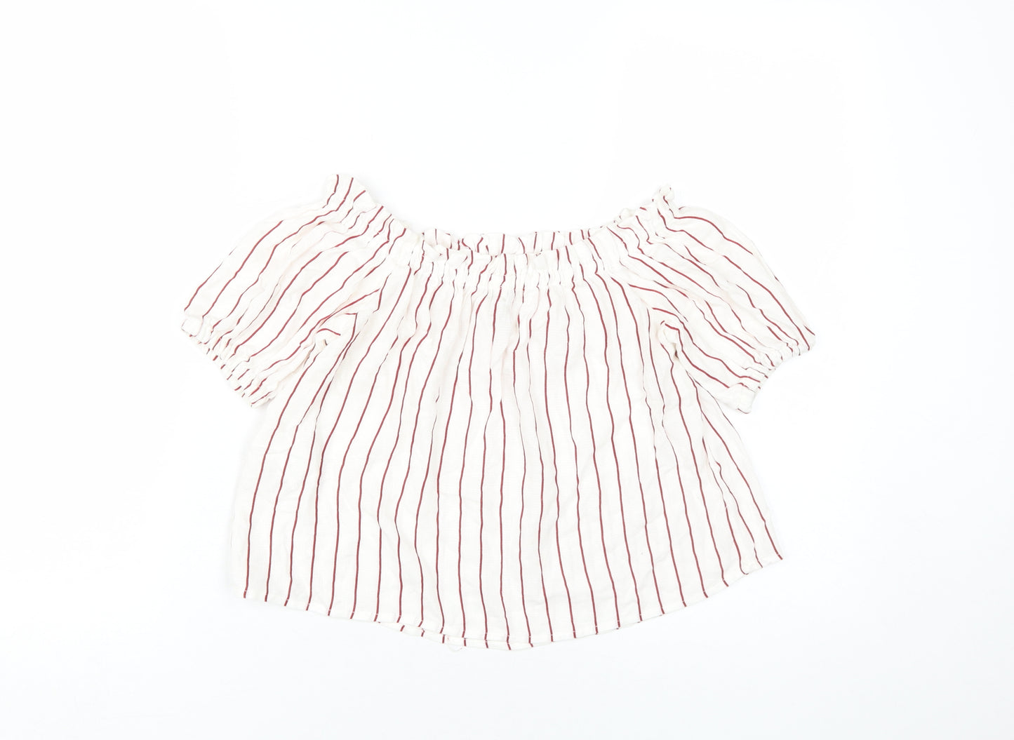 Bershka Women's XS White Striped Off-Shoulder Blouse