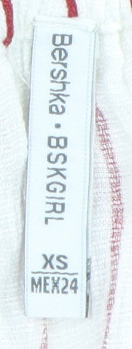 Bershka Women's XS White Striped Off-Shoulder Blouse