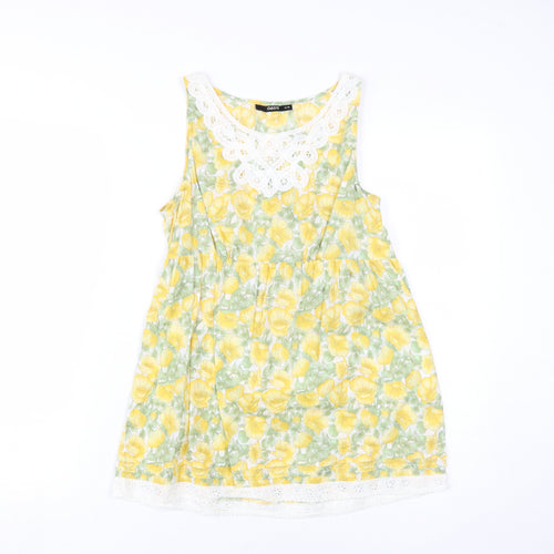 Oasis Women's Yellow Floral Tunic Blouse Size 12