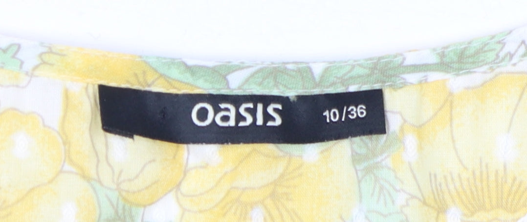 Oasis Women's Yellow Floral Tunic Blouse Size 12
