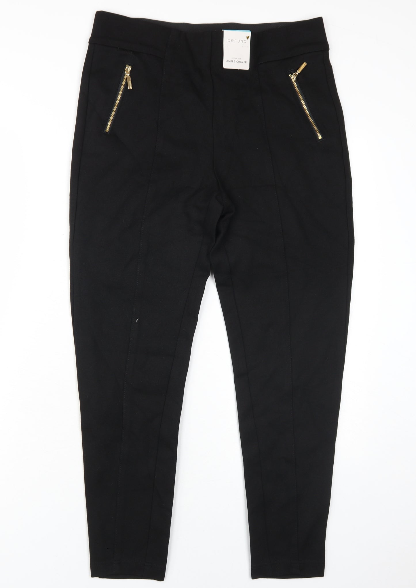 Marks & Spencer Women's Black Ankle Zip Trousers, Size 14
