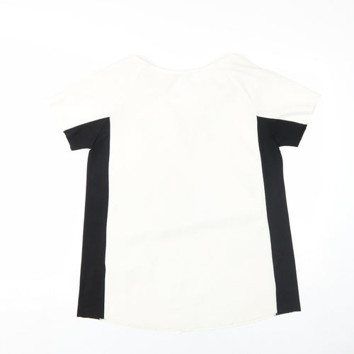 Zara Women's Multicoloured T-Shirt - Size M, V-Neck