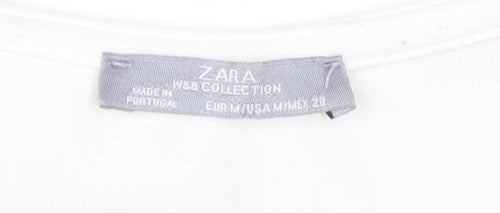 Zara Women's Multicoloured T-Shirt - Size M, V-Neck