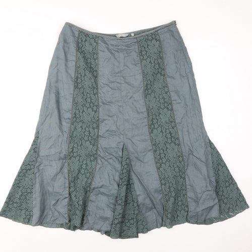 Per Una Women's Grey Flare Lace Midi Skirt Size 14