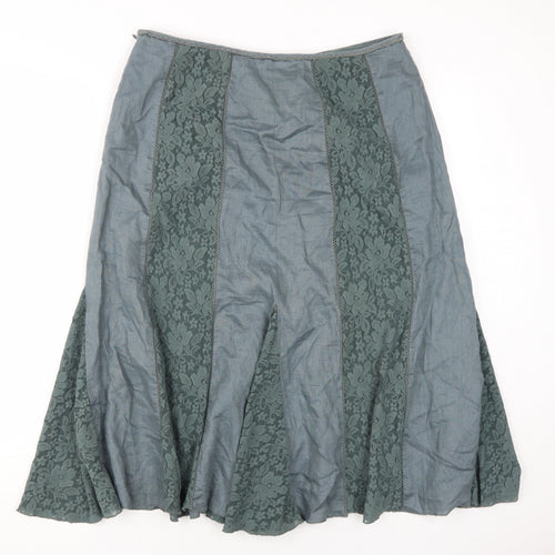 Per Una Women's Grey Flare Lace Midi Skirt Size 14