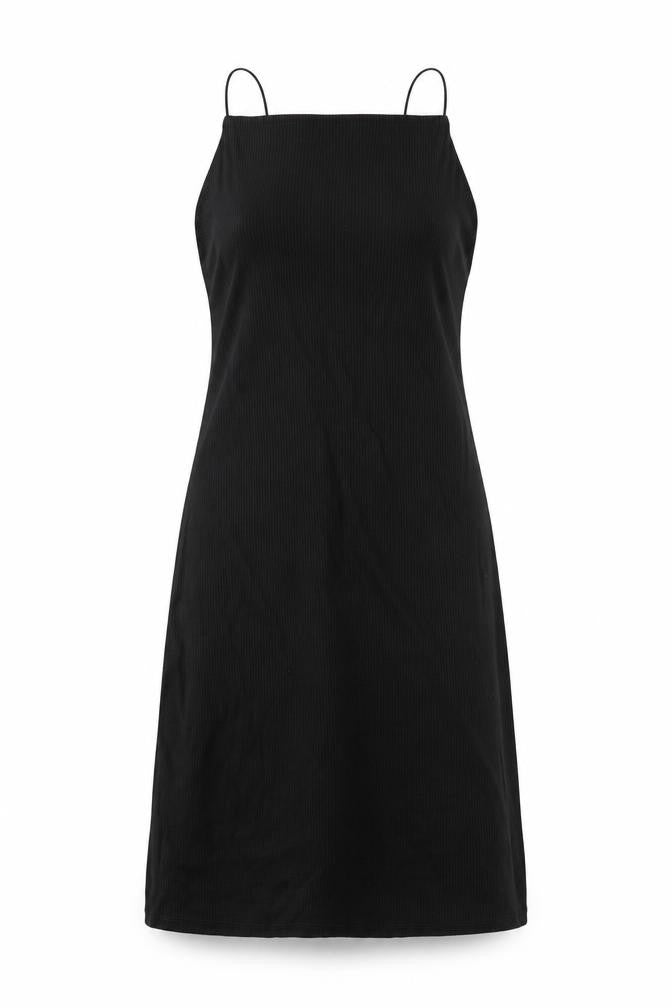 Front view of H&M Women's Black Medium Slip Dress