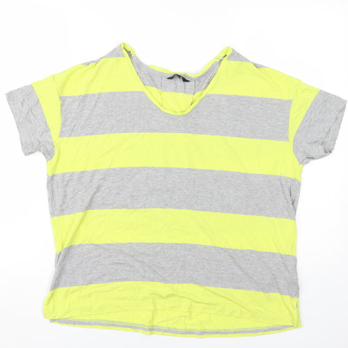 Next Women's Grey Striped T-Shirt, Size 16