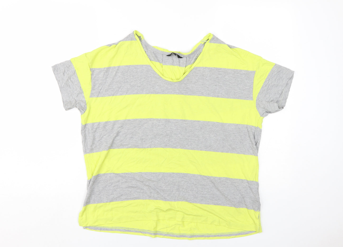 Next Women's Grey Striped T-Shirt, Size 16