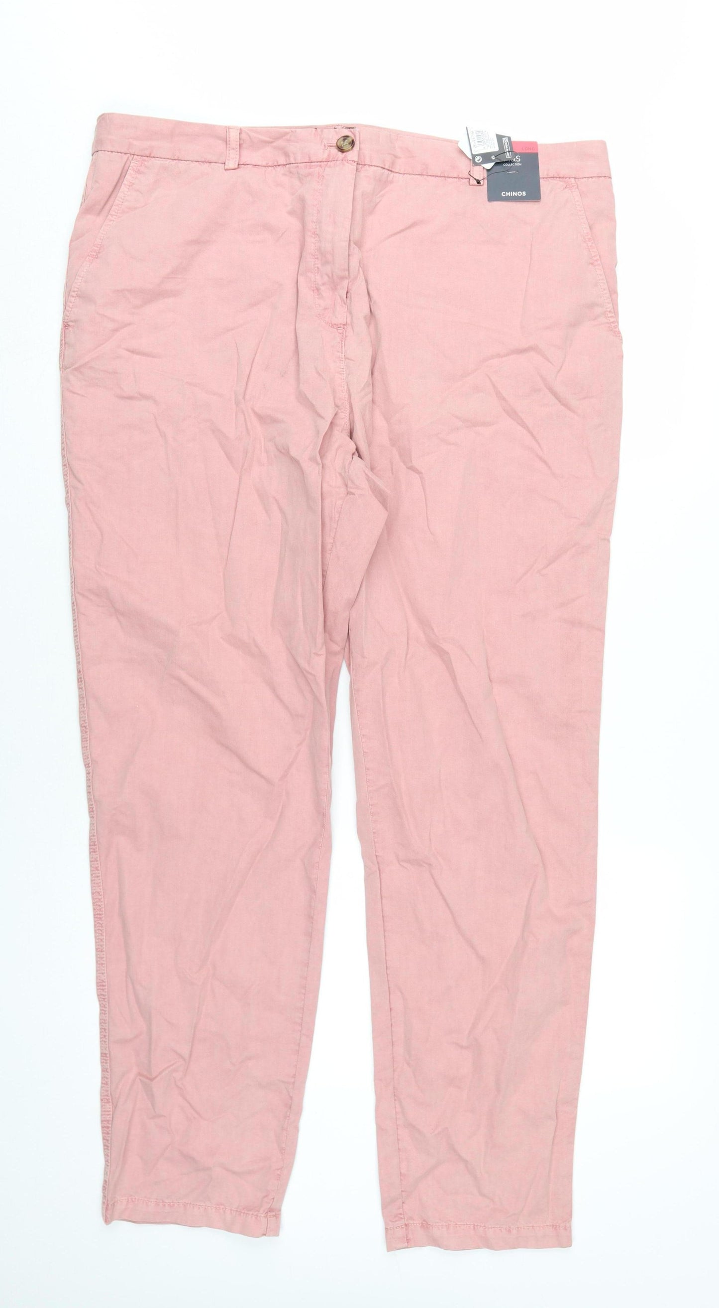 M&S Women's Pink Chino Trousers Size 18
