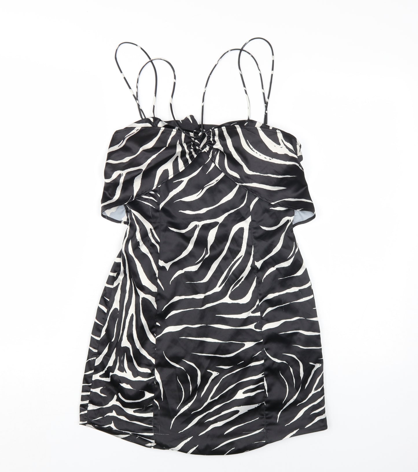 Zara Womens Black Zebra Print Slip Dress M