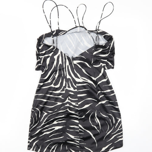 Zara Womens Black Zebra Print Slip Dress M