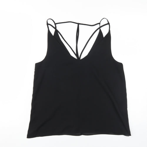 boohoo.com Women's Black V-Neck Basic Tank Size 12