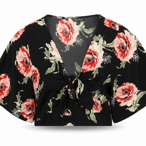 Miss Selfridge Women's Floral Kimono Black Top Size 8