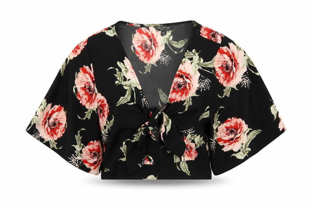 Miss Selfridge Women's Floral Kimono Black Top Size 8