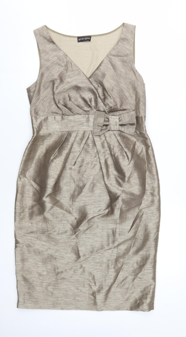 Principles Women's Beige Sleeveless Sheath Dress Size 12