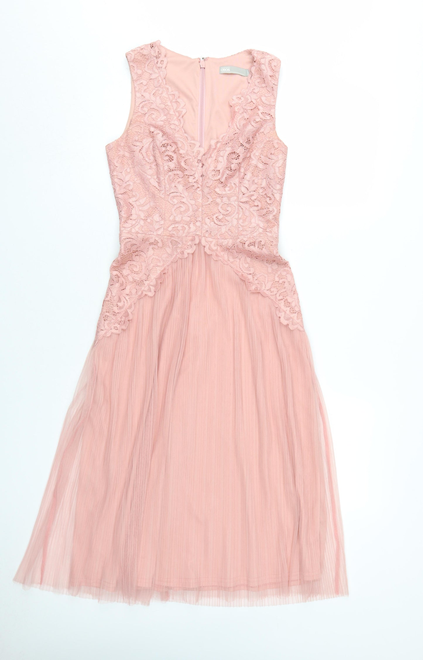 ASOS Women's Pink Lace A-Line Midi Dress