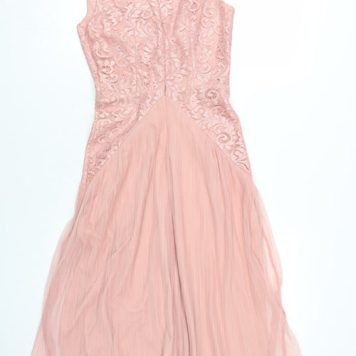 ASOS Women's Pink Lace A-Line Midi Dress