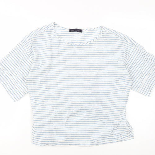 Marks and Spencer Women's White Striped Blouse Size 10