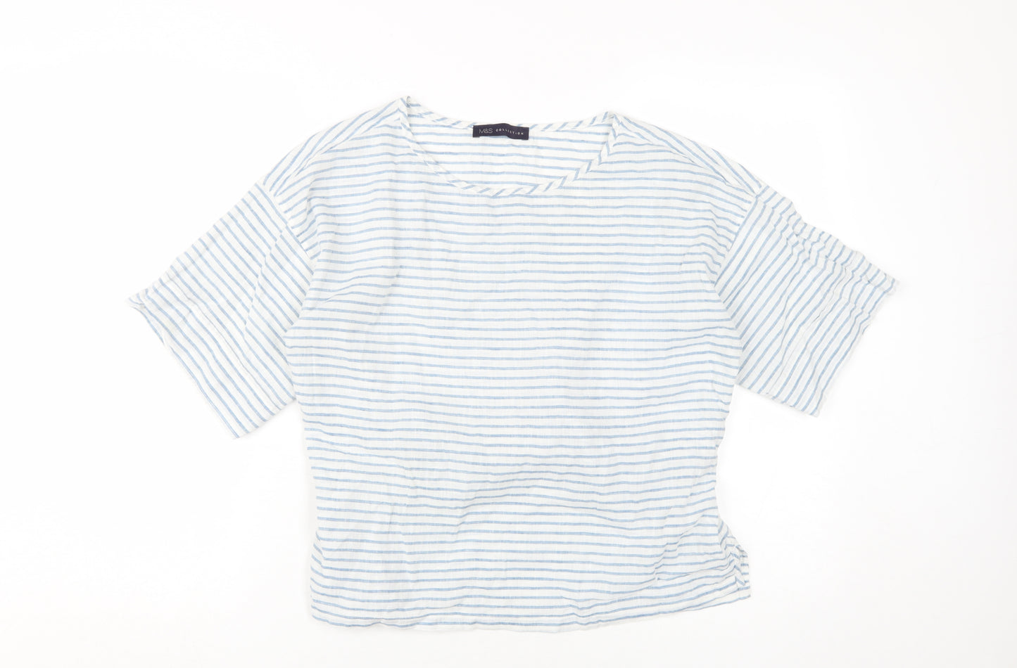 Marks and Spencer Women's White Striped Blouse Size 10