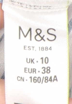 Marks and Spencer Women's White Striped Blouse Size 10