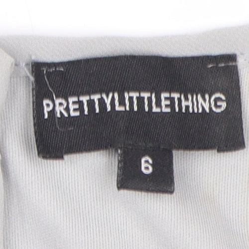 PrettyLittleThing Women's Silver Halter Bodycon Dress Size 6