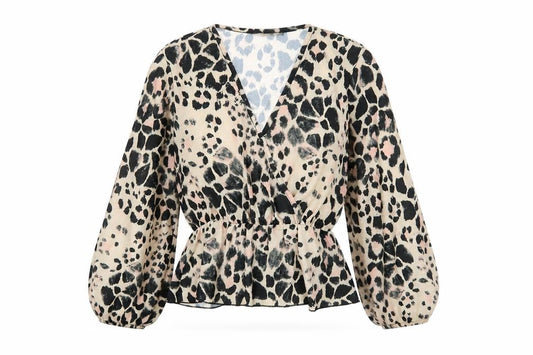 Front view of Boohoo Women's Multicoloured Wrap Blouse, size 10