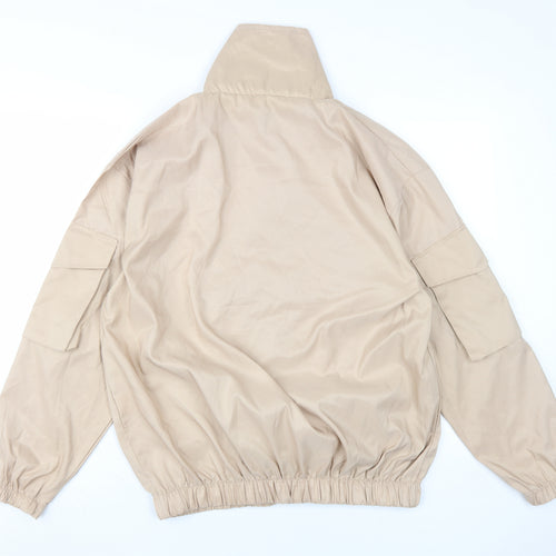 boohoo Women's Beige Basic Jacket L Casual Zip Lightweight