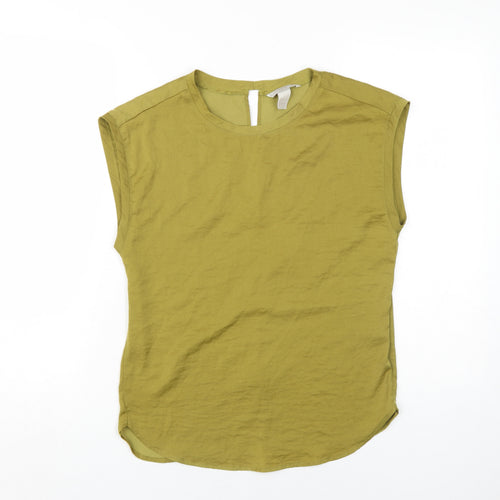 H&M Women's Green Sleeveless Crew Neck Blouse