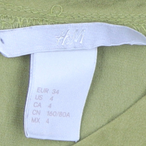 H&M Women's Green Sleeveless Crew Neck Blouse