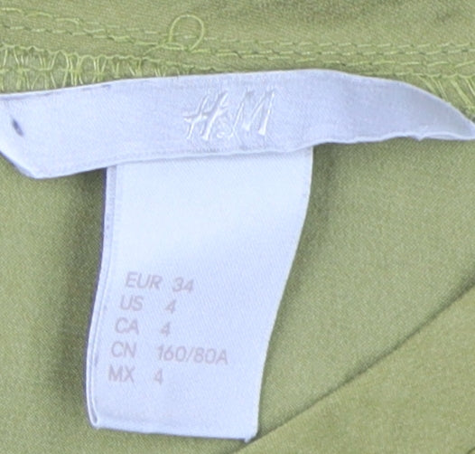 H&M Women's Green Sleeveless Crew Neck Blouse