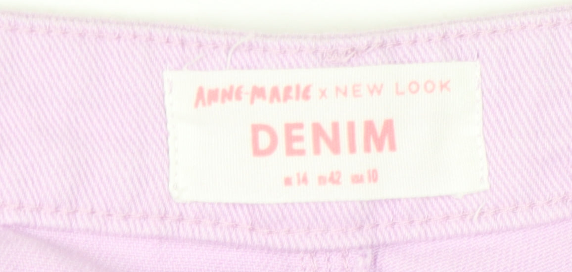 Anne-Marie x New Look Women's Pink Wide-Leg Jeans Size 14