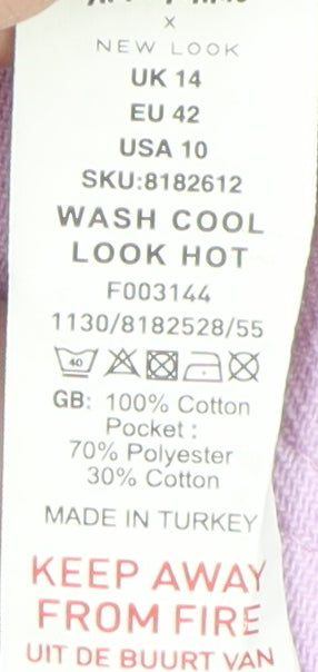 Anne-Marie x New Look Women's Pink Wide-Leg Jeans Size 14