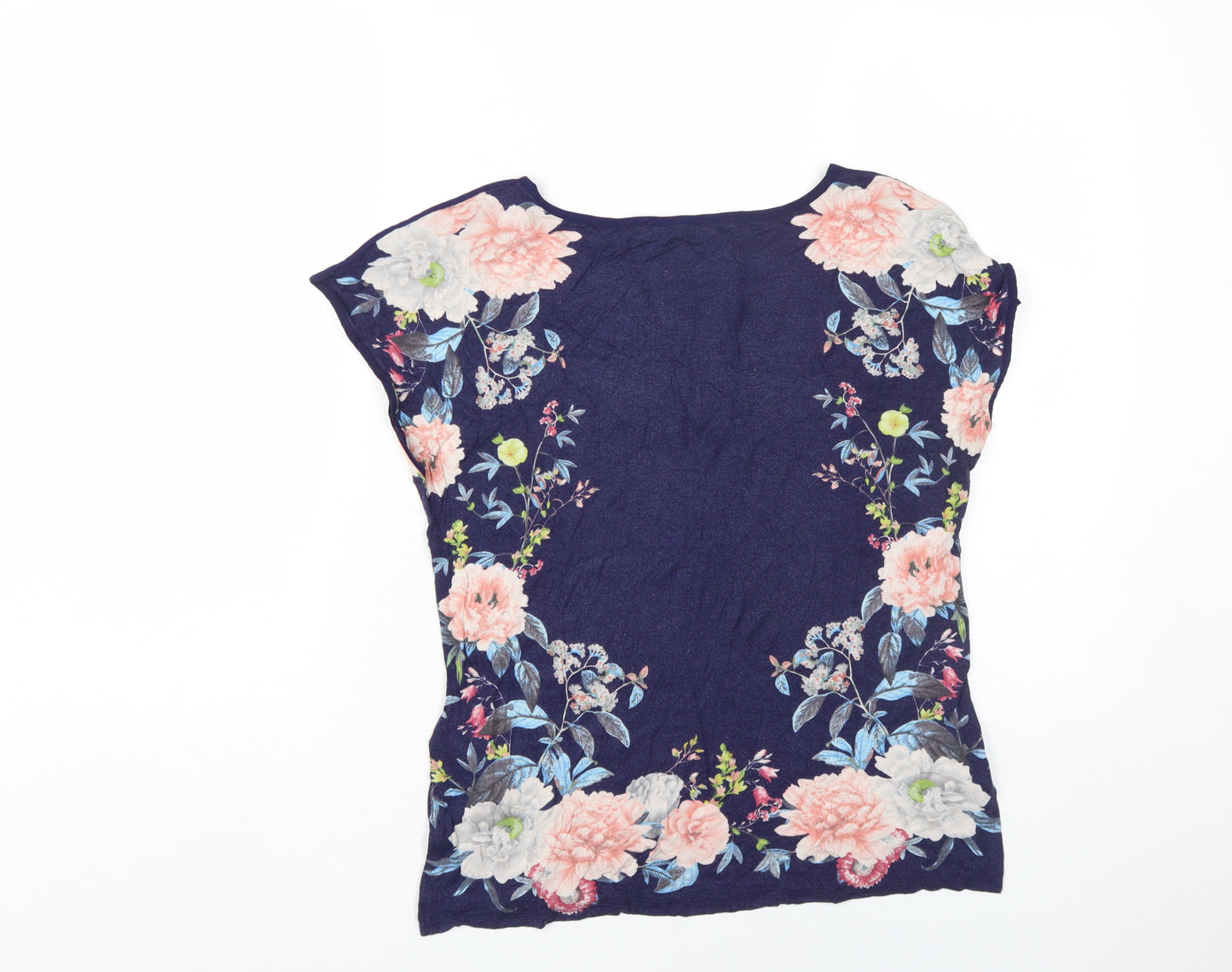 Oasis Women Blue Floral Tunic T-Shirt Size S