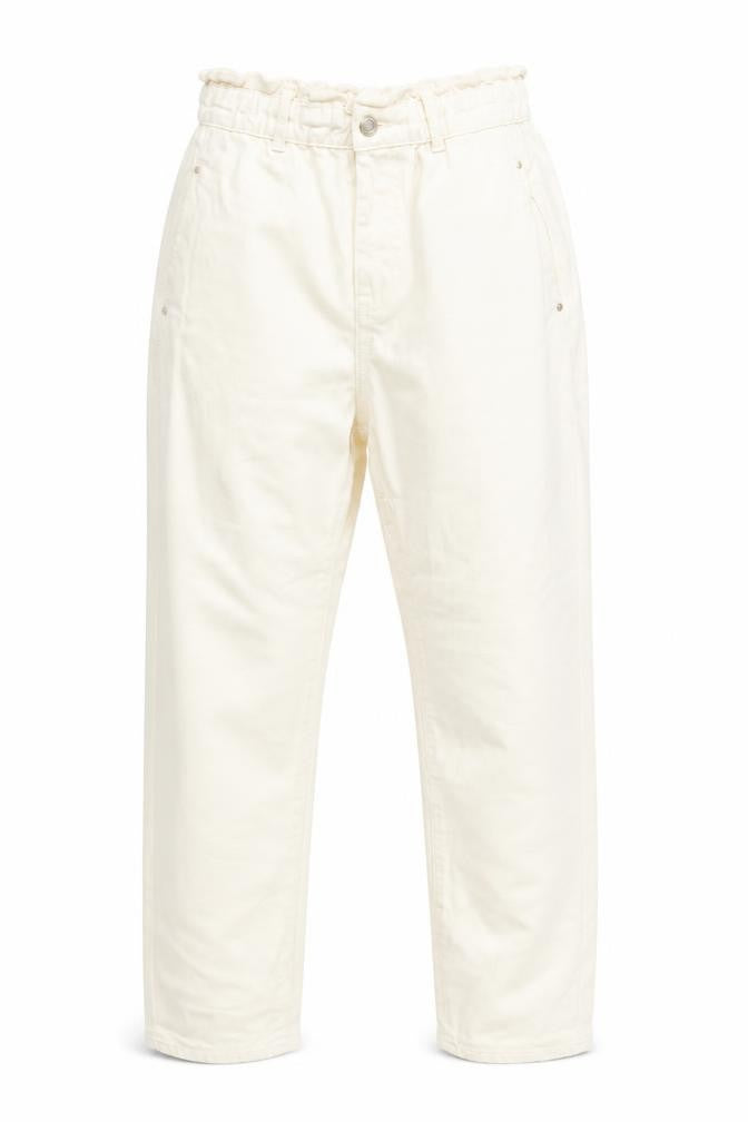 Zara Women Ivory Paperbag Jeans, Size 2, High Rise