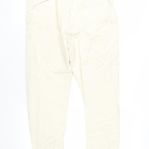 Zara Women Ivory Paperbag Jeans, Size 2, High Rise