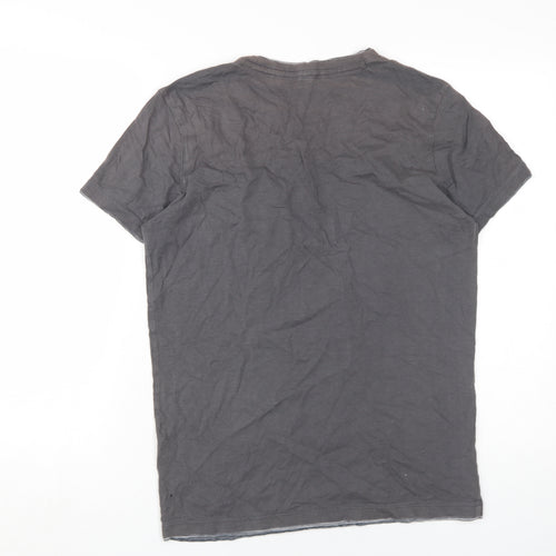 Broadway Men's Grey V-Neck Cotton T-Shirt Size S