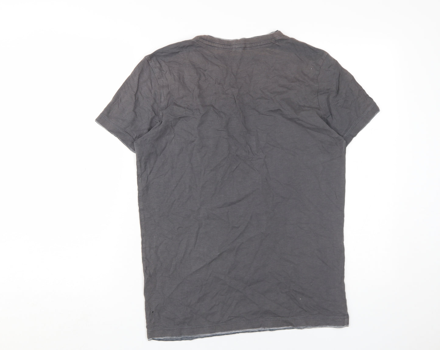 Broadway Men's Grey V-Neck Cotton T-Shirt Size S