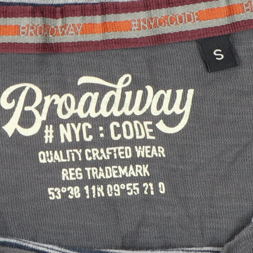 Broadway Men's Grey V-Neck Cotton T-Shirt Size S