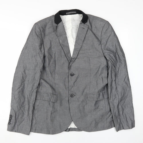 TOPMAN Men's Grey Blazer UK Size 40, Cotton, Excellent